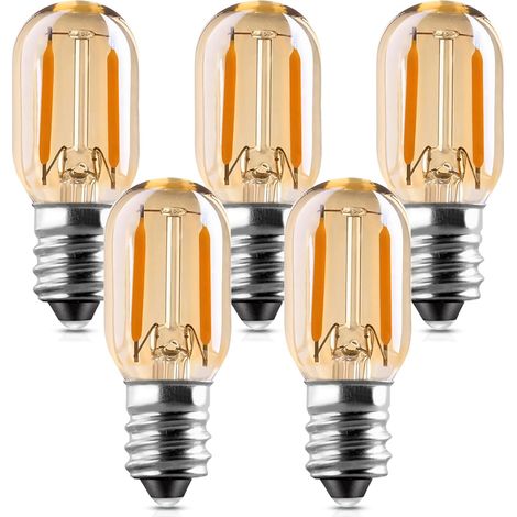 Ampoule led E14 1w, T22 Veilleuse Tubulaire Vintage Amber Glow 10w Remplacement des incandescents E14 Base du candélabre Signe du filament LED Blanc très chaud 2200K non dimmable 5 Pack (1/5)