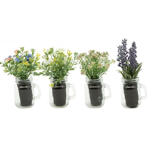 VASO BOCCALE CON FIORI D.7,5XH8,5CM ASSORTITI IN V