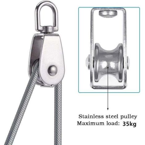 Single pulley in 304 stainless steel – Set of 4 lifting pulleys with M15 thread, high strength and precision
