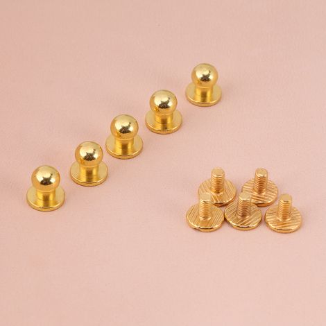 20 rivets en cuivre pour fabrication d'articles en cuir, tête ronde dorée 10x8mm, accessoires de sellerie (1/5)