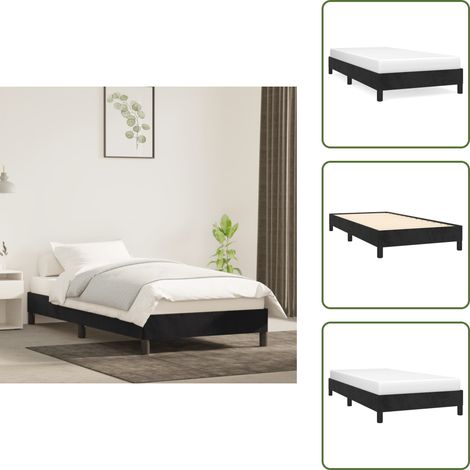 Bettgestell ohne Matratze Schwarz 100x200 cm Samt - Samt Bett - Doppelbett - Boxspringbetten - Bettrahmen Schwarz - Bettgestell (1/5)