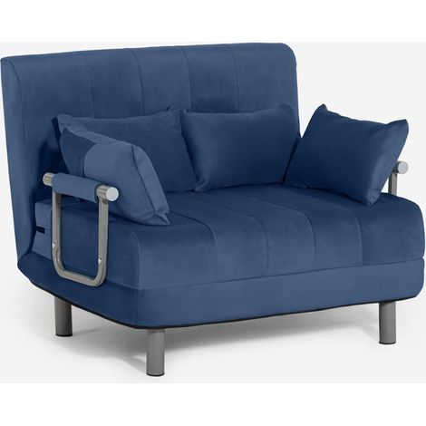 Poltrona letto pieghevole salvaspazio in velluto Deborah Twin Lux - Blu