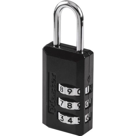 Master Lock 646EURD Zahlenschloss mit Zinkgehäus, Schwarz, 6,3 x 2 x 1 cm