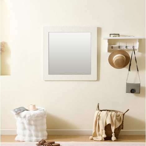 Quadratischer Wandspiegel 80x80 cm aus weißem MDF, klarer Spiegel – MEUBLIV (1/5)