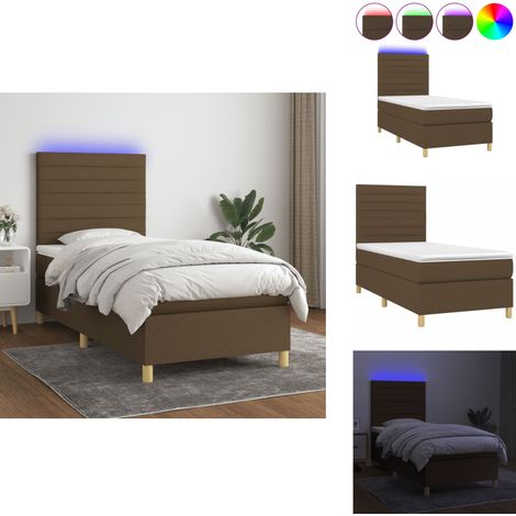 Boxspringbett mit Matratze & LED Dunkelbraun 100x200 cm Stoff - Boxspringbett - Doppelbett - Lattenrost - Bettsofa - Schlafsystem (1/5)