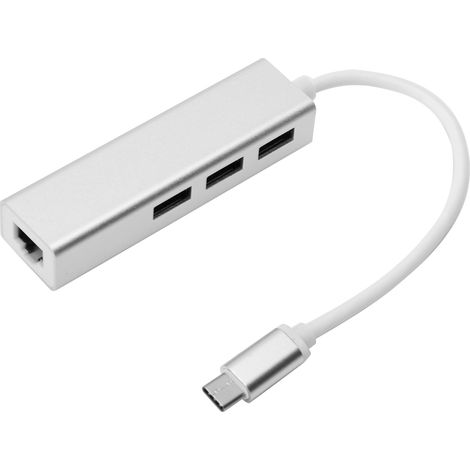 3-Port 10/100 Mbps Ethernet-Hub, Typ-C 3.0 auf RJ45 LAN-Netzwerkadapter - 3-Port 10/100 Mbps Ethernet-Hub, Typ-C 3.0 auf RJ45 LAN-Netzwerkadapter (1/5)