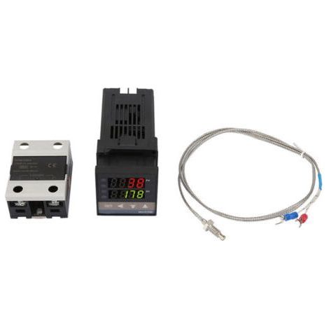 REX-C100 PID Temperature Controller, PID Temperature Controller Thermostat Alarm Kit 01300℃ LED Digital Alarm AC 110V-240V with Thermocouple/K Temperature Sensor,max (1/4)