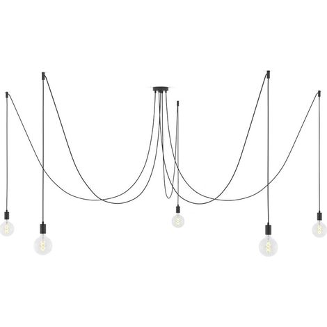 creative cables - Spider - Lampada a sospensione multipla a 5 cadute Made in Italy completa di cavo tessile e finiture in metallo (1/5)