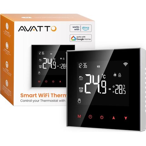 Thermostat pour Chauffage au Sol électrique, Smart WiFi Thermostat d’Ambiance programmable, Compatible avec Smart Live App (Connecté Via WLAN 2,4 GHz (1/5)