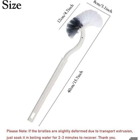 Brosse De Toilette - Manche Long 40 Cm - Tête C Incurvée - Poils Blancs Doux Et Gris Rigides - Lot De 2 (1/4)