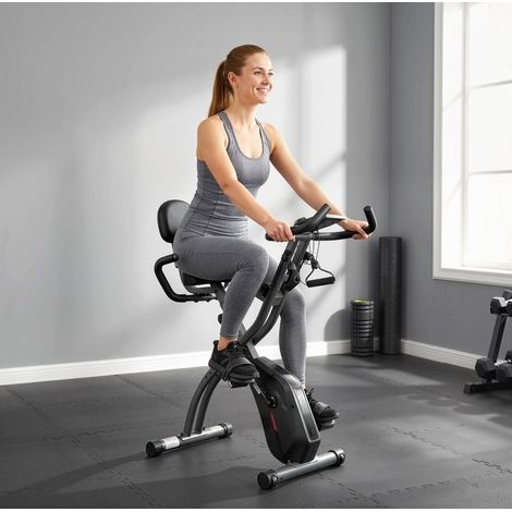 Vélo d’appartement pliable 105x53,5x109 cm en acier noir, 3 en 1, pour maison – MEUBLIV (1/5)