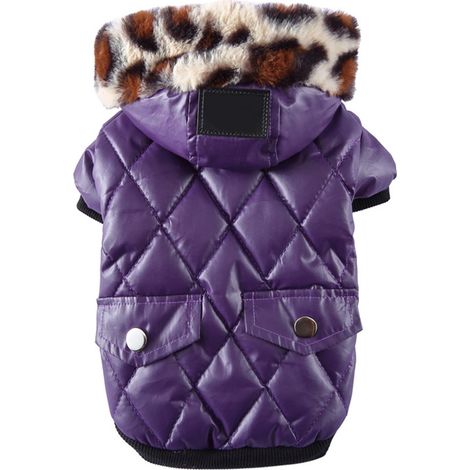 Manteau pour chien confortable, facile à enfiler, élégant, pour temps froid, veste pour animal domestique avec col en fausse fourrure pour l'hiver, violet XXL (1/5)