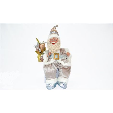 Babbo Natale Decorativo Natalizio con Carillon Seduto Argento 45 cm (1/2)