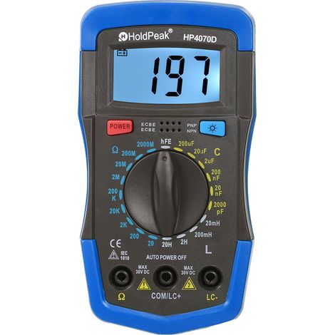 HoldPeak HP4070D Mini-Digitalmultimeter misst Widerstand, Kapazität, Induktivität und Transistoren