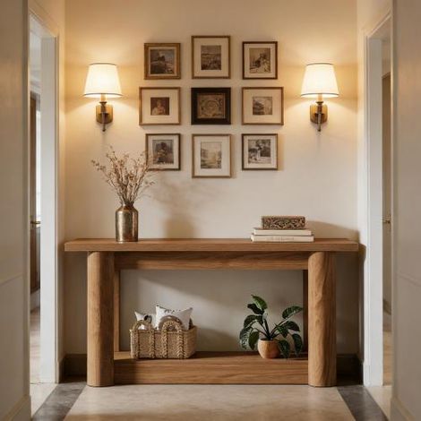 Table d’entrée et console à deux niveaux, design pratique et élégant pour votre hall.
