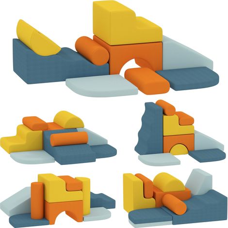 Parcours motricité bébé 9PCS, module motricité bébé en mousse avec housse amovible en revêtement velours, multicolore (1/5)