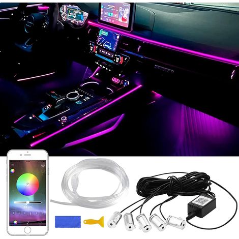 RGB-Ambientebeleuchtung fürs Auto, App-gesteuerte Dekorationsleuchte, DIY-Nachrüstung, flexibler Glasfaserschlauch (6 Meter), LED-Neon-Ambientebeleuchtung für den Fahrzeuginnenraum (1/5)