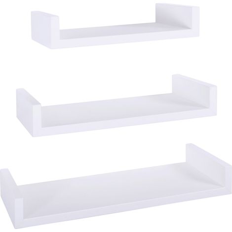 Set 3 Mensole da Parete 60-50-40x23,7x8 cm in Fibra di Legno Calamita Maxi Bianco (1/5)