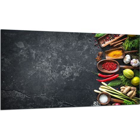 PLAQUE DE PROTECTION EN VERRE POUR CUISINIÈRE 90x52 ÉPICES (1/5)