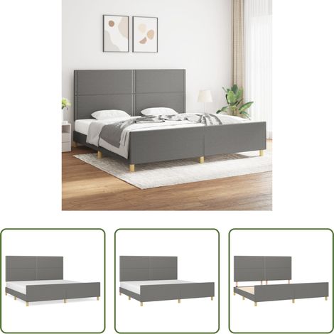Kopfteil - Bettgestell ohne Matratze Dunkelgrau 200x200 cm Stoff (1/5)
