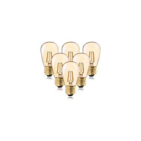Ampoule LED ST45 Vintage Edison Filament E27 1W Équivalent 10 W Ampoules à Incandescence, Super Blanc Chaud 2200K, Doré en Verre Lampe Décorative, Non Variable, Ambre, Lot de 6 (1/5)