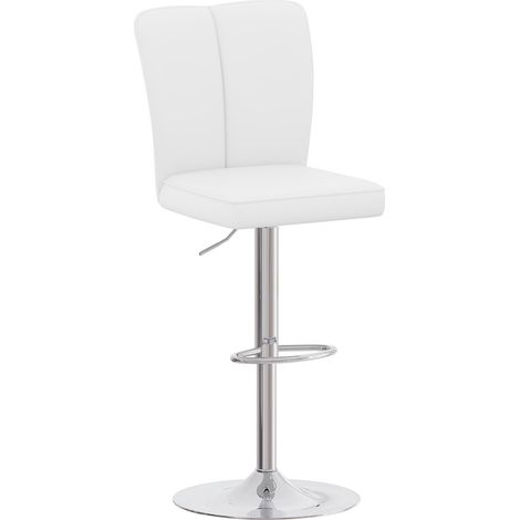 Set di 2 sgabelli da bar regolabili girevoli 360° in PU bianco e metallo argento (1/5)