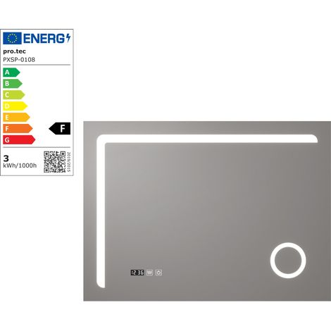 Espejo decorativo de diseño LED moderno para baño 70 x 100 cm color plata 030010157