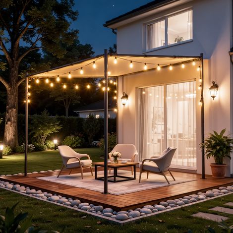 8x8FT Garden Gazebo Pergola Patio Canopy Grey