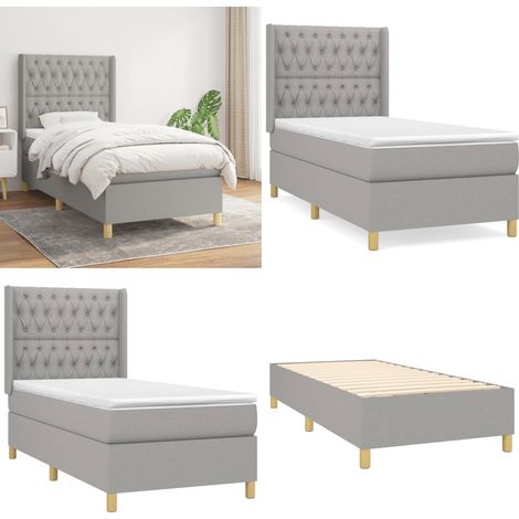 Boxspringbett mit Matratze Hellgrau 100x200 cm Stoff - Boxspringbett - Doppelbett - Bettenrahmen - Lattenrost - Matratze - Home & Living (1/5)