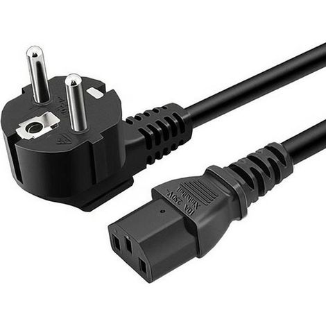 Câble d'alimentation de type F européen pour C13 GREEN LYCA G-1420, 1,5 m, 250 V/10 A - Noir (1/2)