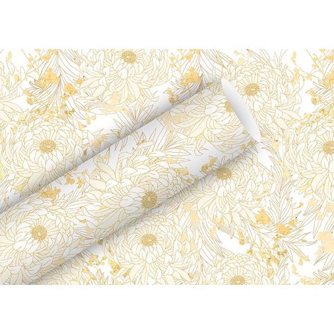 Braun & Company Geschenkpapier weiß gold 1,5 m x 70 cm Geschenkverpackungen