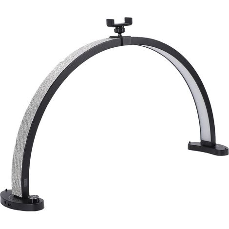 Halbmondförmige Lampe mit Handyhalterung, 71 cm (28 Zoll), 40 W, Wimpern- und Nagelstudiolampe, einstellbare Farbtemperatur und Helligkeit, geeignet für Make-up, Spa und Salon, schwarzer EU-Stecker (1/5)
