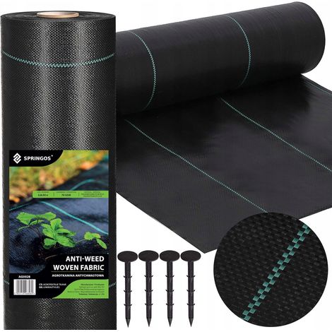 TELO AGRICOLO 70G 0,8x50m NERO TESSUTO AGRICOLO UV SPESSO ANTI-ERBA + PIOLI