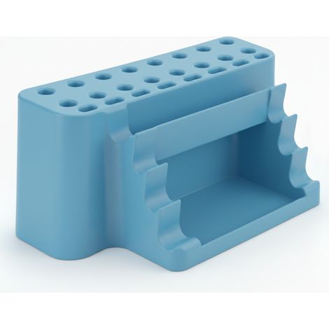 Organisateur de pinceaux, support bleu avec plateau, 26 emplacements (1/3)