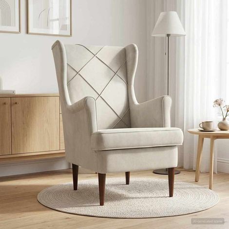 vidaXL Fauteuil Crème Velours (1/5)
