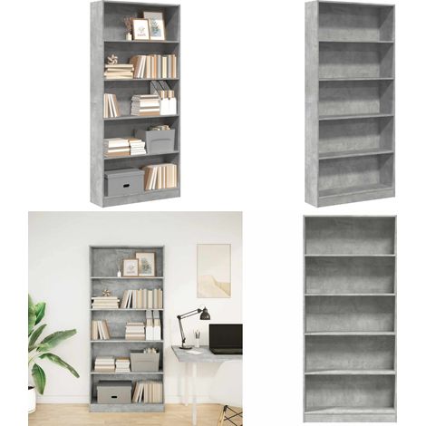 vidaXL Bücherregal Betongrau 80x24x176 cm Holzwerkstoff (1/5)