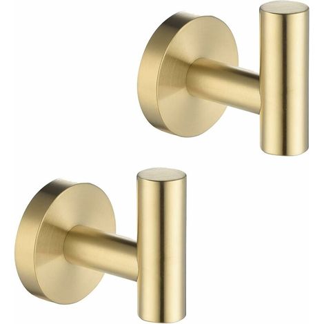 Handtuchhaken fürs Badezimmer, goldfarben, Edelstahl Sus304, robuster Bademantelhaken, Kleiderhaken, geeignet für Küchenschwamm, Hotelpool, rund, 2 Stück – Gold