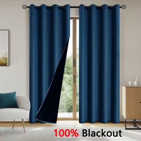 Lot de 2 Rideaux Occultants 100x160cm - Isolation Thermique et Protection Solaire, Pour Chambre et Salon (1/5)
