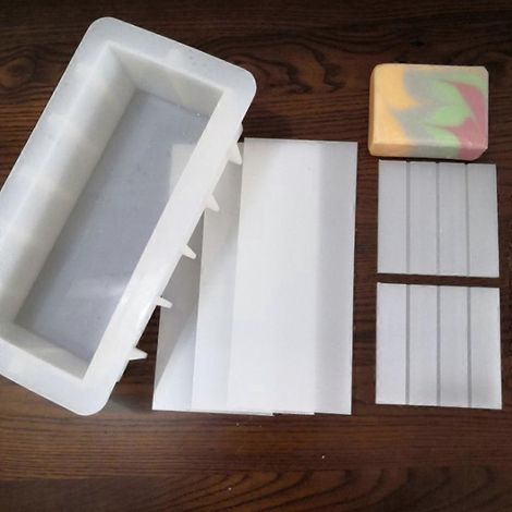 Moule à savon en silicone, séparateurs, cloison en plastique, rectangulaire, blanc (1/4)