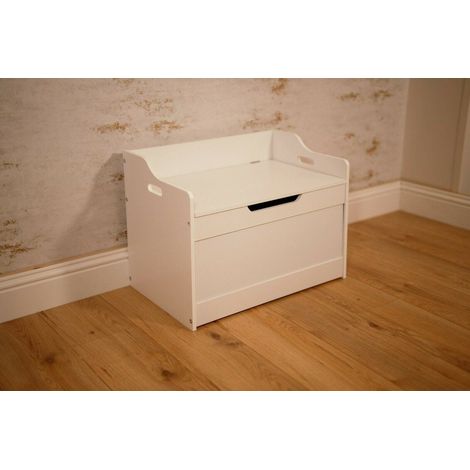 Wooden Toybox Chest Toy Storage Baby Box - White Kids Storage Units Square Strong, Stable and Hardwearing Ottoman Storage Box for Children's, Bedrooms or Nurseriess Boys Girls Toy Storage Bo (1/5)