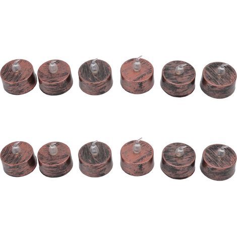 12 Flameless LED Candles, Antique Bronze Color, Built-in Batteries, Model BZ4060-W (1/5)