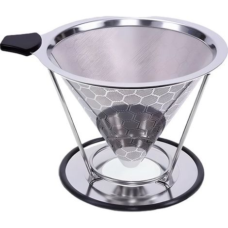 2 in 1 Wiederverwendbarer Edelstahl Kaffeefilter Neues Modell Umweltfreundlicher Kaffeefilterhalter 1x4 Dauerhafter Kaffeefilter Kaffeefilterhalt (1/5)