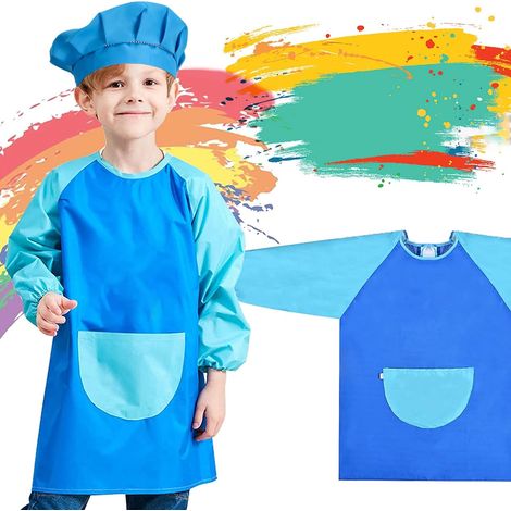 Grembiule protettivo da pittura con cappuccio, blu, impermeabile, 7-11 anni (1/5)