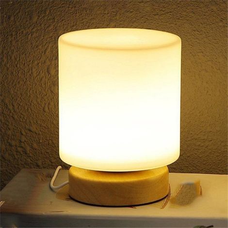 Veilleuse - Bois Et Verre - LED 3 W - Rechargeable USB - Pour Chambre Bureau Table De Chevet - 1 Piece (1/5)