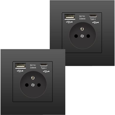 2-Pack Wall Sockets with USB & Type-C 5V 2.1A – Charging Station for Smartphones & Tablets (1/5)