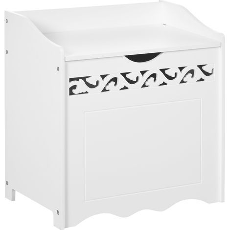 Meuble de salle de bain en bois avec compartiment de rangement, 55 x 34 x 58 cm, blanc (1/5)