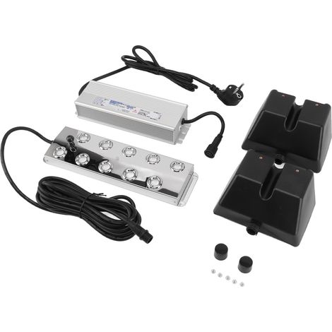 Brumisateur à 10 têtes en acier inoxydable avec bouée d'alimentation pour serres, jardins, pelouses, bassins, rocailles décoratives et aquariums. Prise UE 220 V. (1/5)