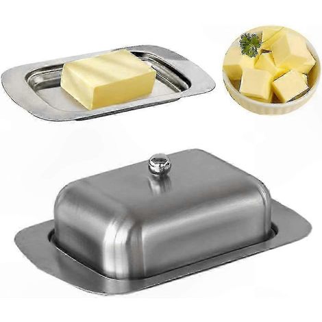 Boîte à beurre en acier inoxydable avec couvercle pour conserver le fromage et le beurre (1/4)