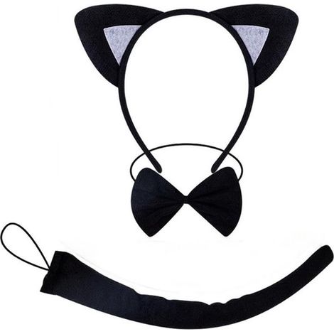 Bandeau à oreilles de chat, accessoire pour cheveux pour filles et femmes, accessoire de fête et de déguisement pour costumes de chat, noir et gris, taille unique. (1/5)