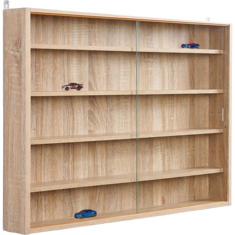 Dmora - Vetrina Dmoran, Credenza espositiva, Vetrinetta multiuso, Madia da soggiorno, 60x80 h10 cm, Rovere
